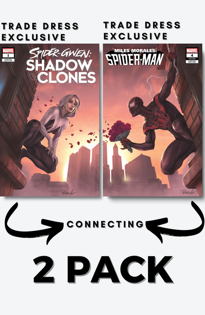 LUCIO PARRILLO, SPIDER-GWEN SHADOW CLONES 1/MILES MORALES SPIDER-MAN 4 CONNECTING EXCLUSIVE 2-PACK. MARVEL COMIC BOOK,
