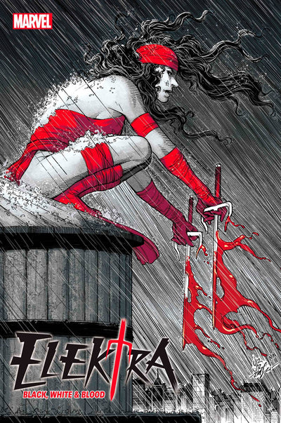 John Romita Jr., Elektra black white blood 1, marvel comic book,